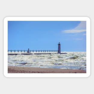 Manistee North Pierhead from Beach Sticker